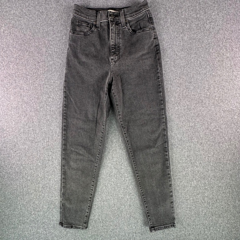 Levi's Jeans Womens 26 High Waisted Taper Grey Stretch Denim Excellent